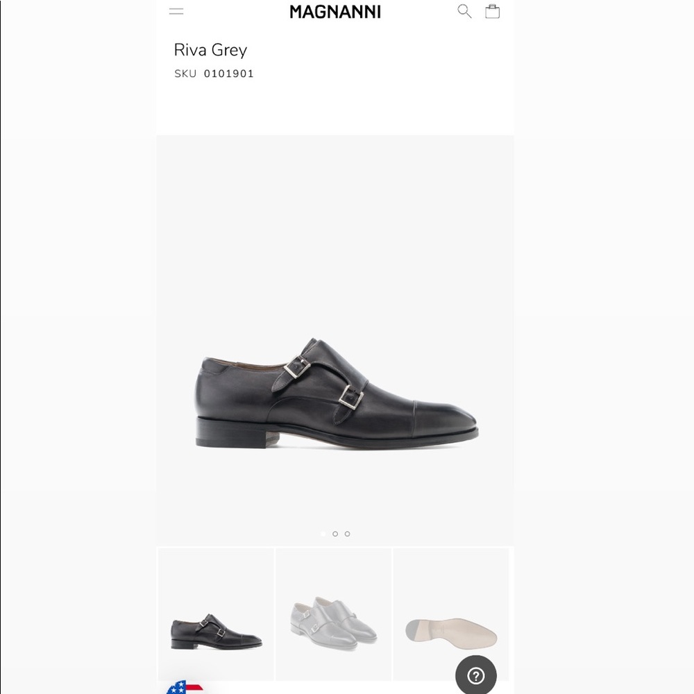 Magnanni Riva Grey Double Monk Strap size 9.5M US